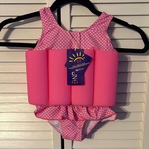 Pink Polka Dot Kids Swim One Piece